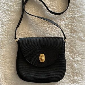 Eric Jivets Classic Black Crossbody Bag with Gold Turn-Lock